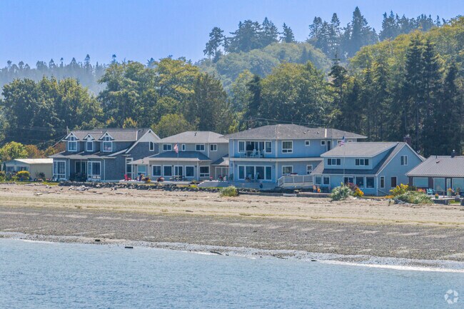 Large estates with beach front property sit in Hansville WA.
