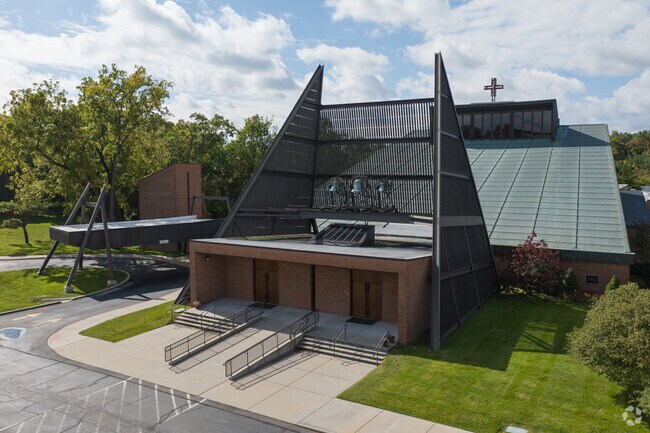 The main entrance to St. Jude Catholic Church connected to the All Saints Academy.