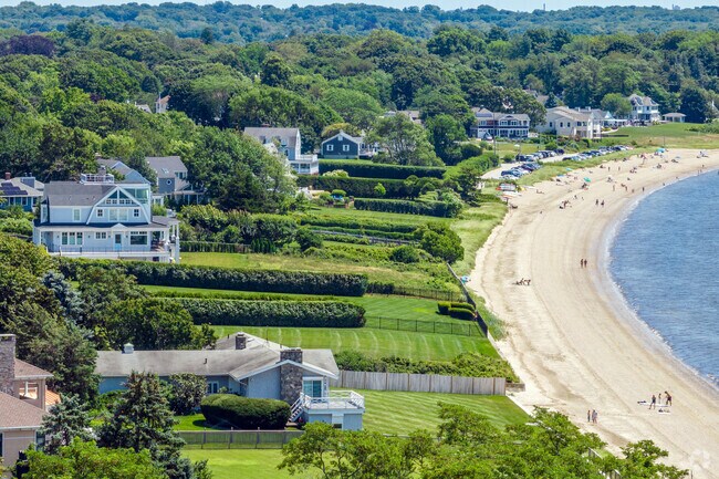 This row of homes along Barrington Beach in the Nayatt neighborhood are suitably grand.