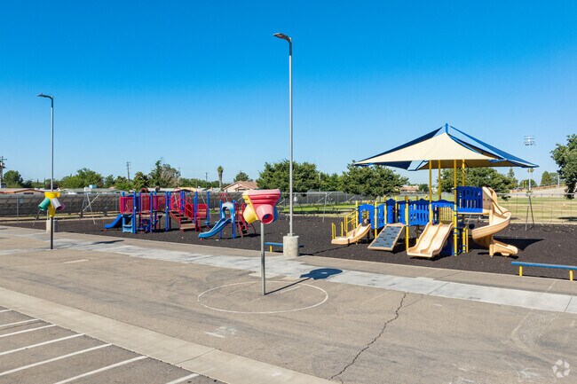 Bret Harte Elementary School provides shaded play areas for Corcoran students to use.