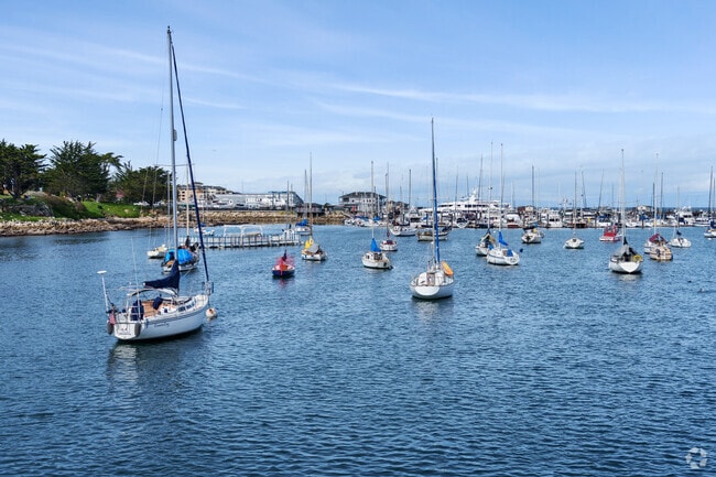 Calm waters of Monterey Bay cradle serene boats near Moss Landing.