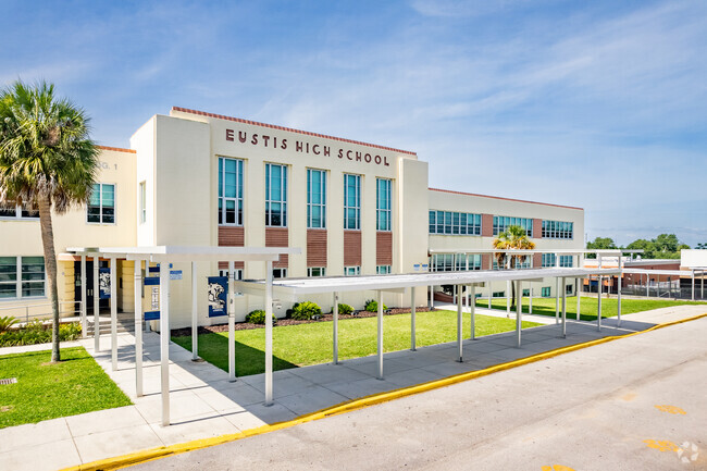 Entrance to Eustis High School is a public school and home of the Panthers in Lake County.