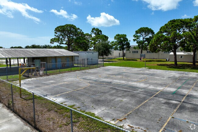 Students enjoy using the basketball court at Robert L. Stevenson Elementary School.