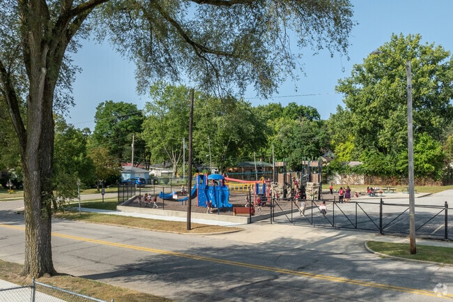 A colorful playground at St. Thomas the Apostle Catholic School has plenty of space for recess.