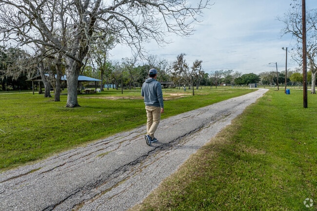 A man takes a leisurely stroll along a trail in Sweeny.