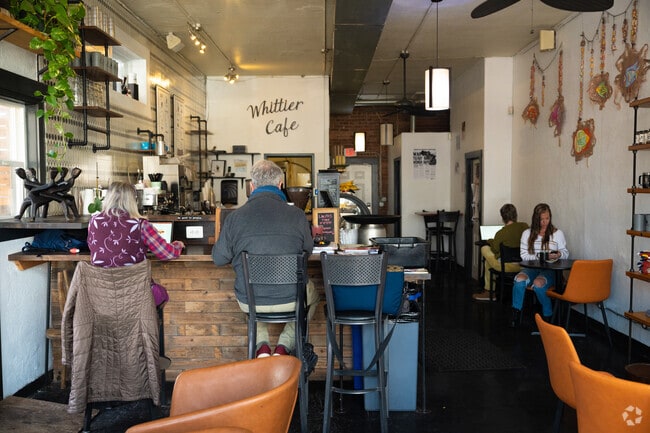 Whittier Cafe is an artsy coffee shop with a lending library and cozy patio.