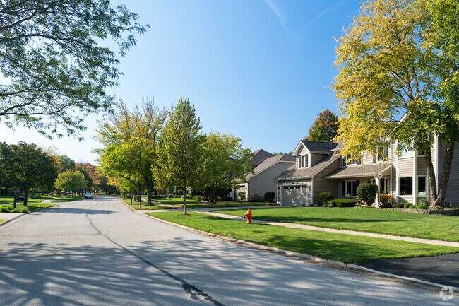 The quiet streets of Rose Hill Farm have well maintained sidewalks.