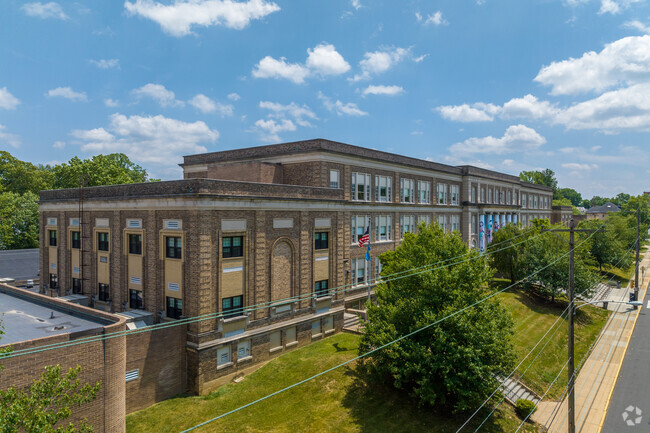 An aerial view of Warner Elementary School in the Triangle neighborhood.
