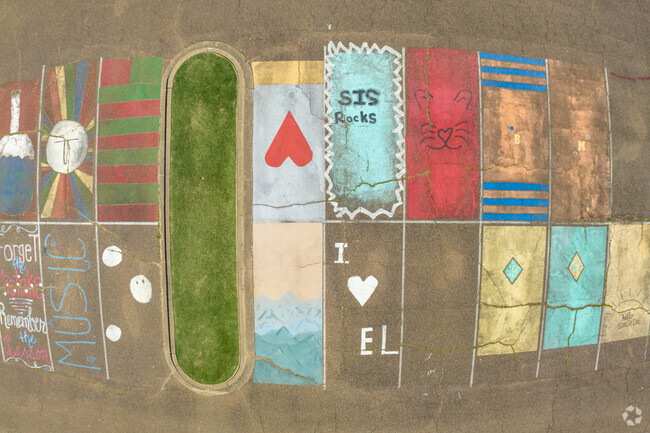 Students show off their art skills in the parking lot at Southaven Intermediate School.
