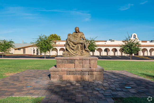 Our lady of Sorrows Academy has art work centrally located on campus.