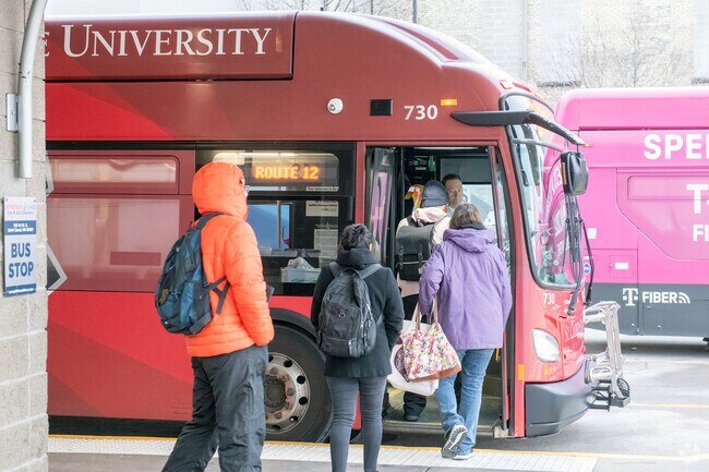 Busses run through the Lake George neighborhood throughout the day.