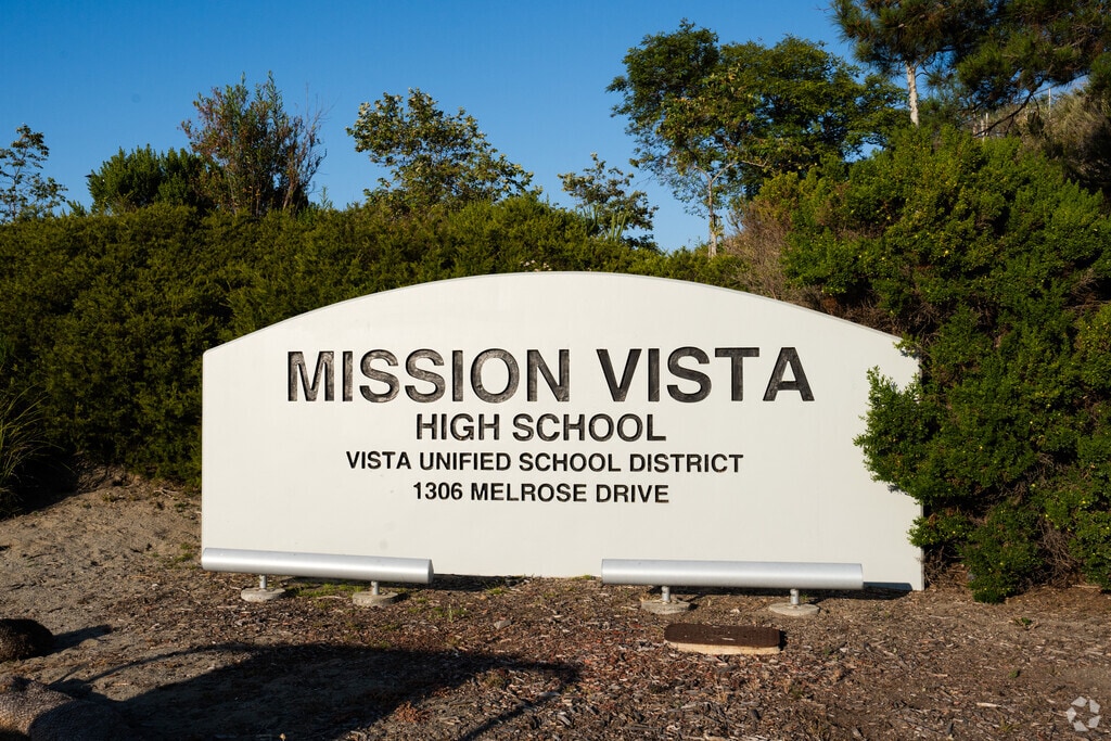 The sign entering Mission Vista High School in Oceanside.