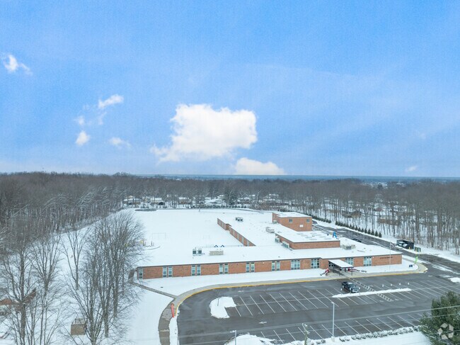 There is plenty of parking space near the front and back of the building.