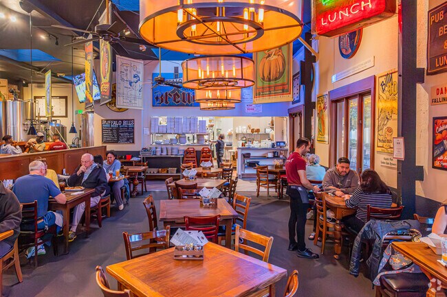 Cozy interiors welcome guests at Buffalo Bill's Brewery in Fairview.