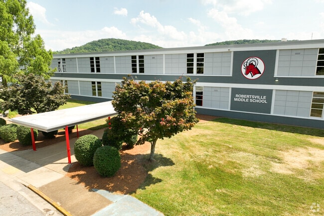 Front entrance to Robertsville Middle School.