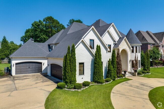 A new traditional home as seen in this newer subdivision development of Chenal Valley, Arkansas.
