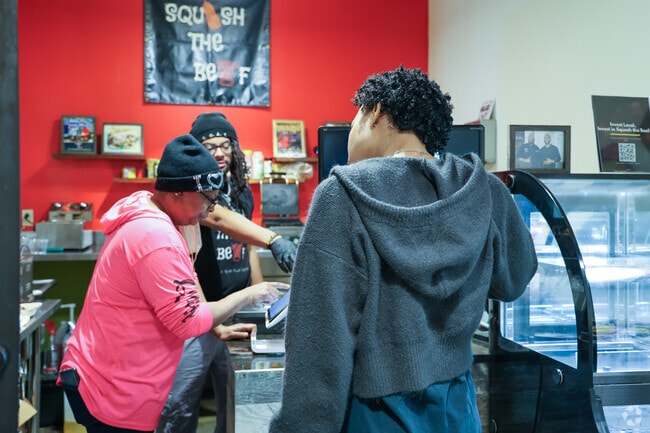 Customers visit Squash The Beef in Glenville to pick up delicious vegan comfort food.
