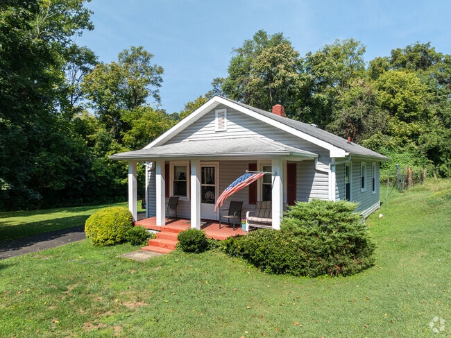 An American flag blows in the wind of this Lakeside home.