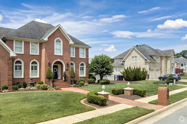 Contemporary brick-style homes are popular in Western Branch, Chesapeake.