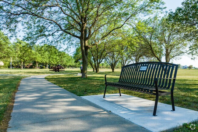 You will find a long winding trail around Woods Park.