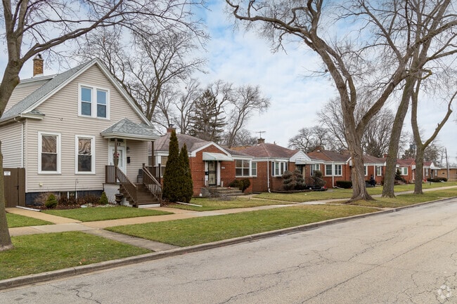 A row of beautiful homes displaying some popular styles of homes in Bellwood.