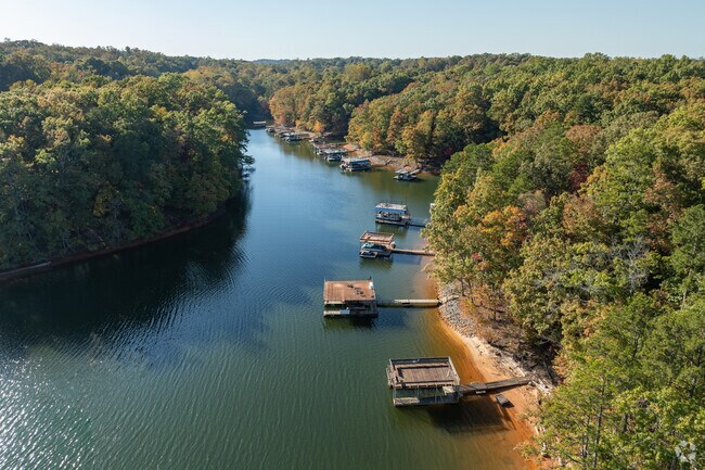 Private docks allow Lakeshore residents to enjoy swimming and boating on Lake Lanier.