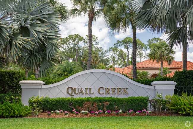 Quail Creek is a private gated community with large homes, a clubhouse, and golf course.
