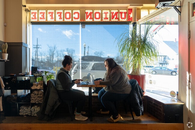 Union Coffee Company is a cozy well-lit cafe near Amherst.
