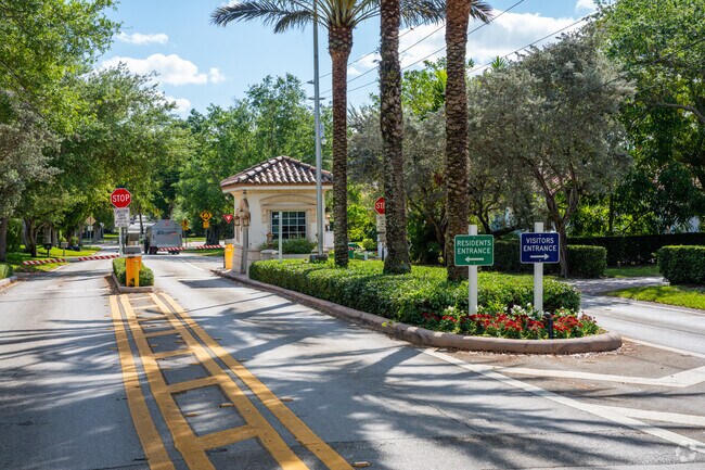 The gated entrance provides security for residents of Gables By The Sea.