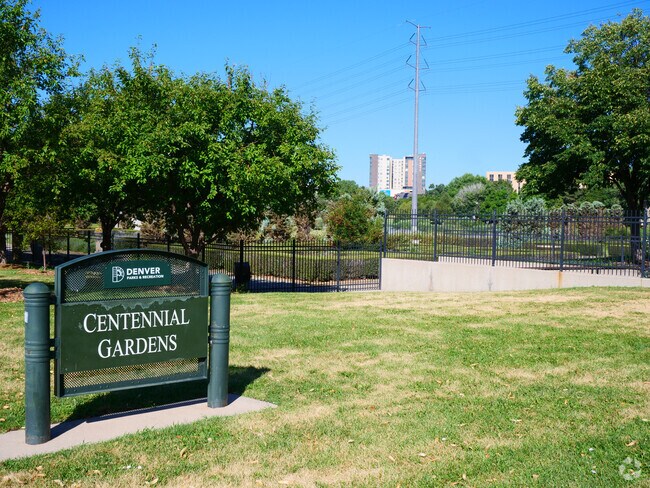 Centennial Gardens in Auraria has open green areas for activities and events.