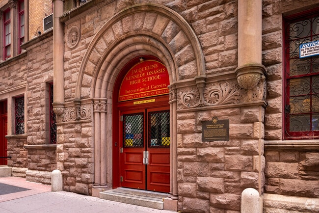 The Jacqueline Kennedy-Onassis High School on West 46th St.