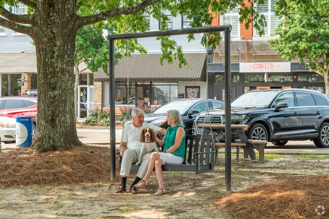 The town square in Troy, Alabama, is a place where locals can come together to enjoy each other's company and relax.