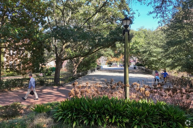Columbia's University Hill combines green spaces like Gibbes Green with urban flair.