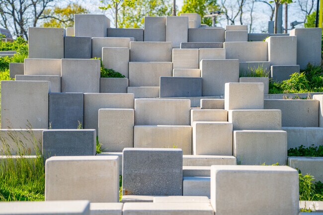 Need a break outside? Take a seat on one of the stones at Glacken Field in Strawberry Hill.