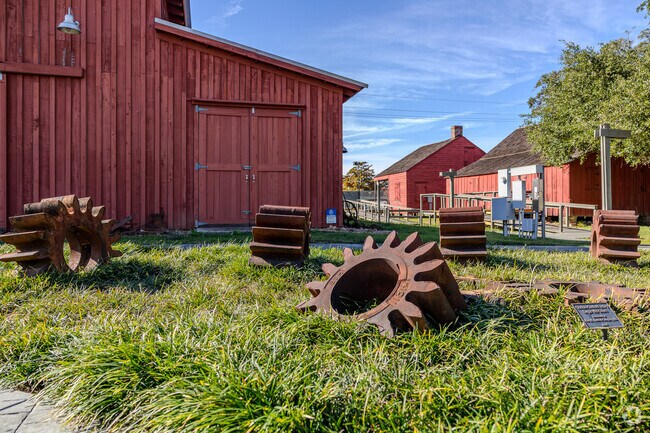Sugar mill gears are artfully displayed at the West Baton Rouge Museum Complex.