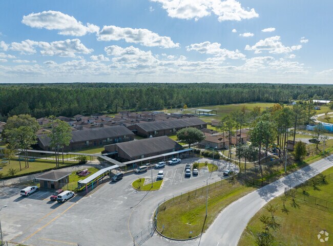 Wilkinson Elementary School in Middleburg is surrounded by dense woods.
