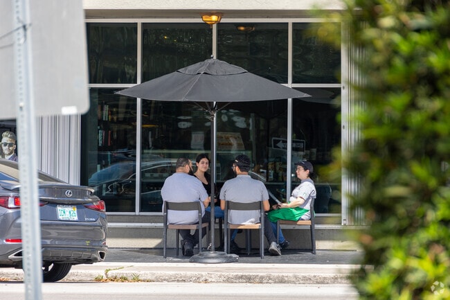 Coffee shops surround Circle Park for convenient neighborhood stops.