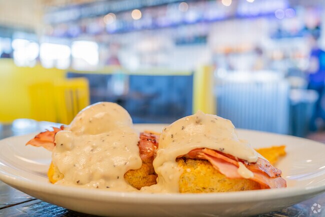 Kickingbird residents can enjoy the delicious Okie Benedict at Neighborhood JAM nearby.