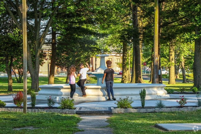 Enjoy the newly renovated fountain in Dunn's Park.