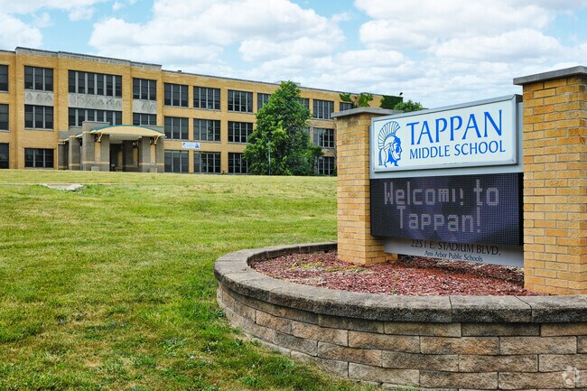 Tappan Middle Schools front sign shows updates for student activities.