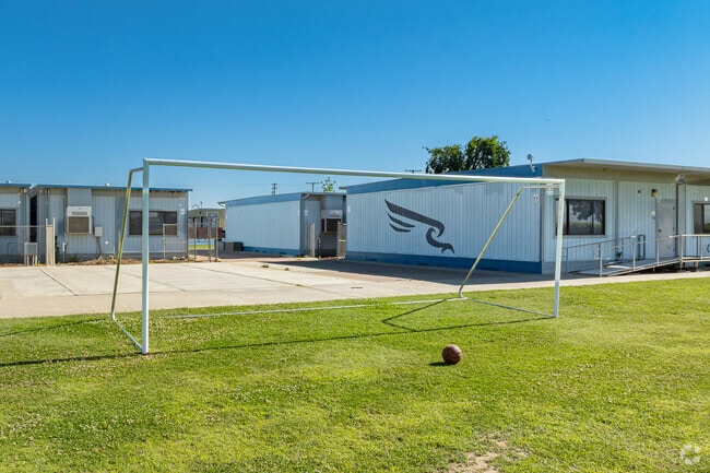 Students can play soccer at recess on the large green areas of Pleasant View Elementary School.
