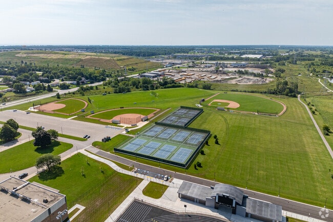 Ample green-space is available for students at Racine's Case High School.