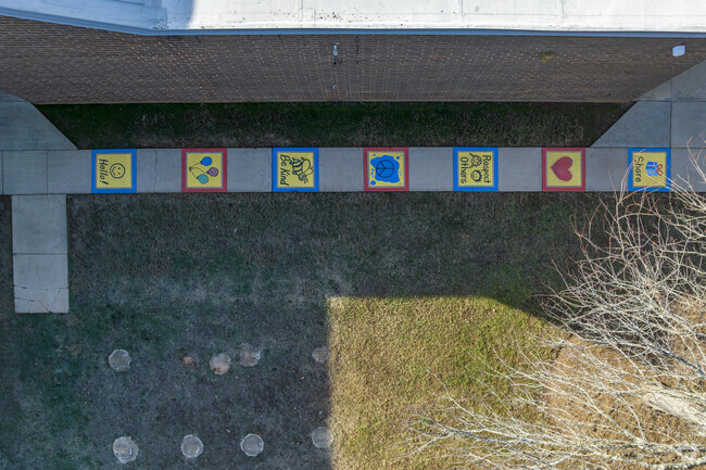 Student sidewalk art at J. B. Page Elementary School.
