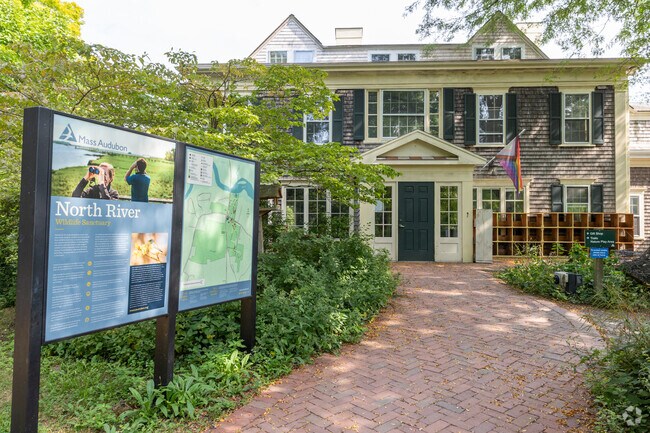 A brilliant sign greets you at Mass Audobon North River Wildlife Sanctuary in Humarock.