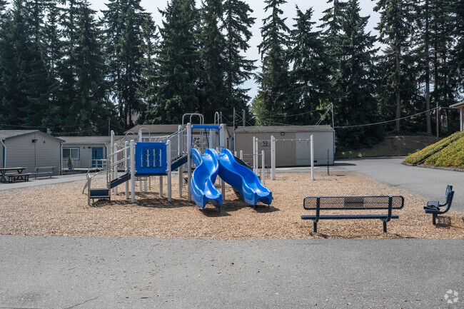 Mill Creek Elementary School's playground is very popular at recess.