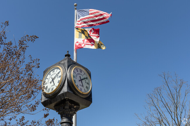 Historic Looking Clock and Flags University Park Elementary School