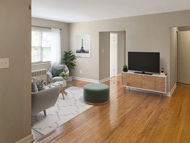 Apartment living area (virtually staged)