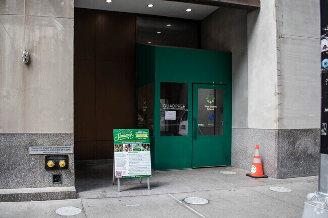 Main entrance to The Quad Preparatory School located in Financial District, New York NY