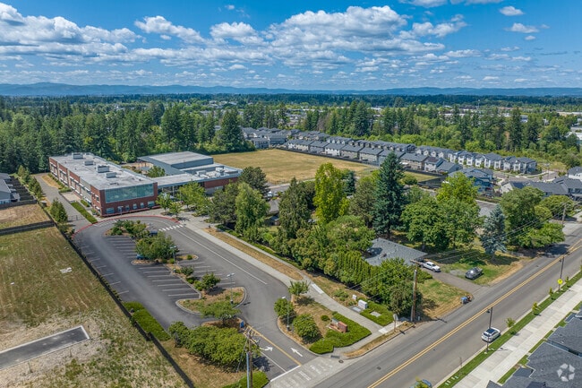Aerial view of Rosedale Elementary School in Hillsboro, Oregon.