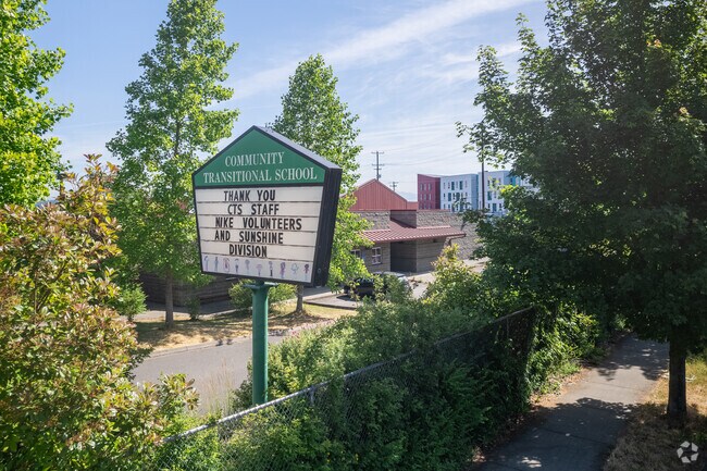 Community Transition School thanks Volunteers on their marquee.